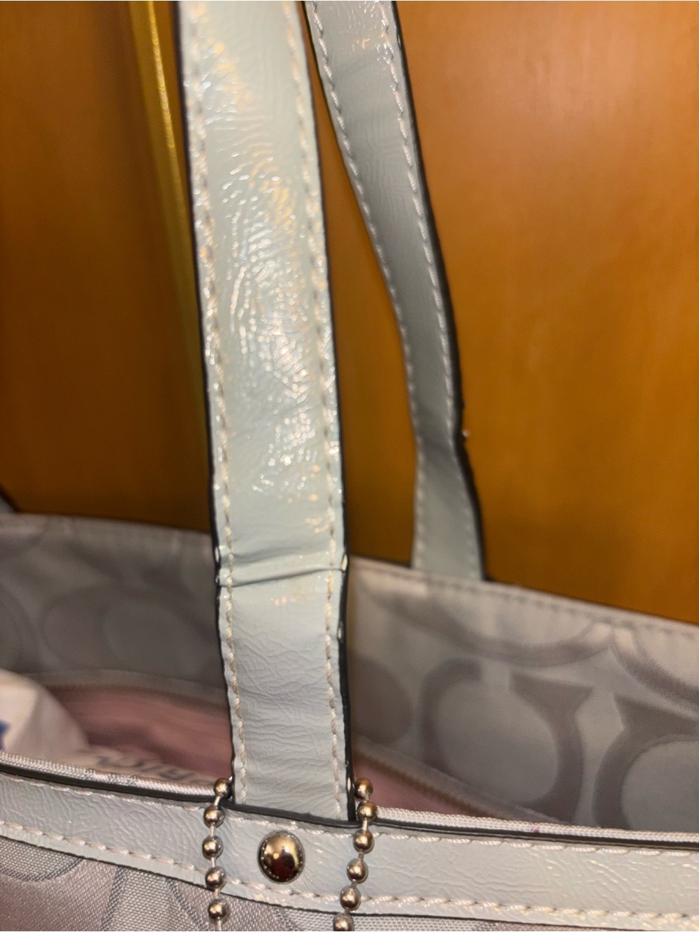 Coach F19422 Gray Signature Multifunctional Travel Tote with Metallic Accent - Picture 10 of 17